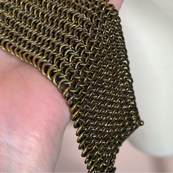 Vintage Y2K Heavy Gold Chainmail Victorian Medieval goth wide bracelet - Picture 5 of 17